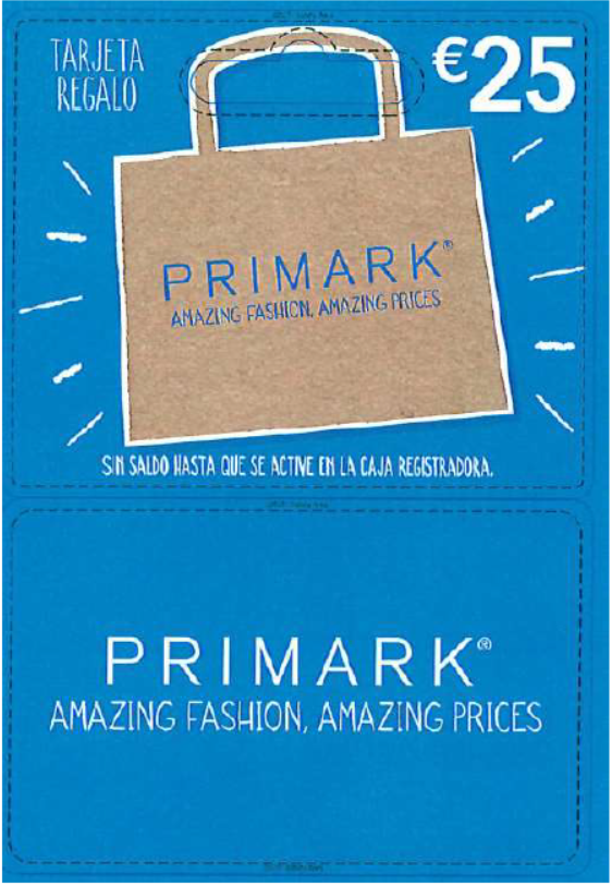 Primark 25 Gift card area. el regalo inteligente
